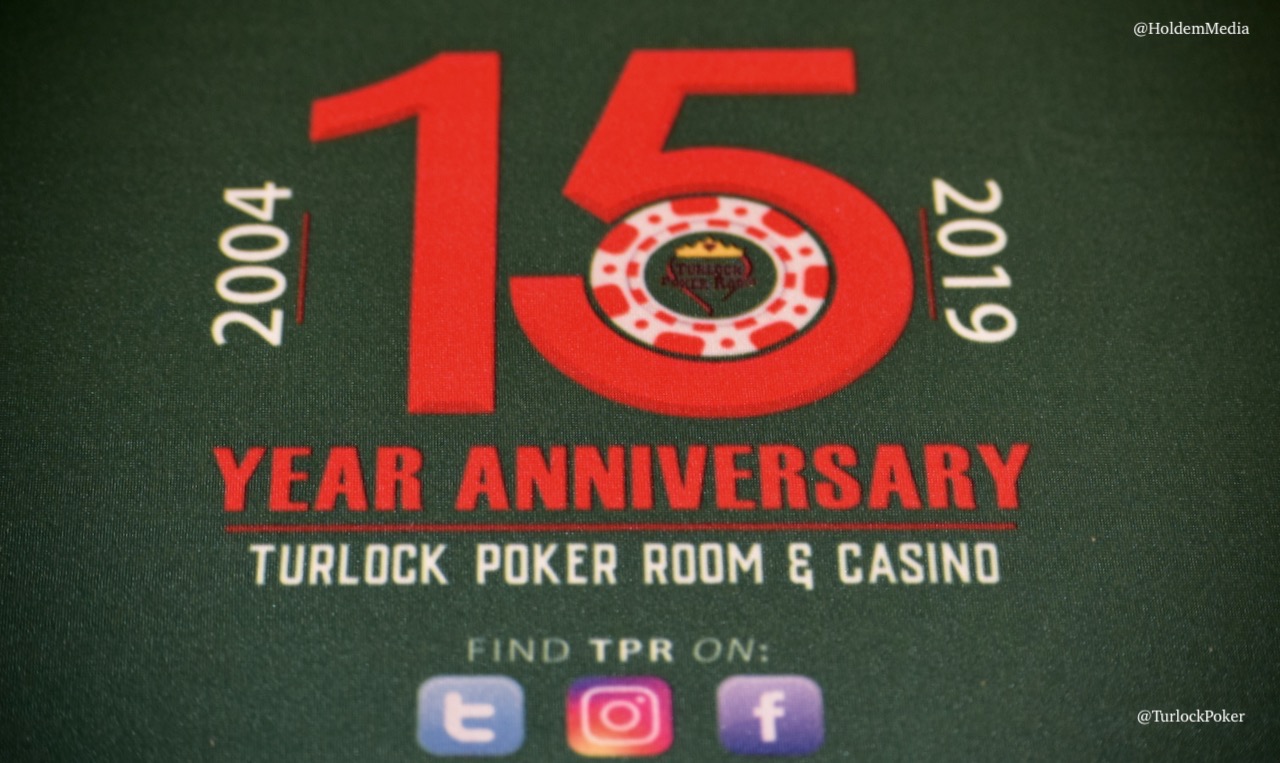 Turlock Poker Room 15th Anniversary Logo